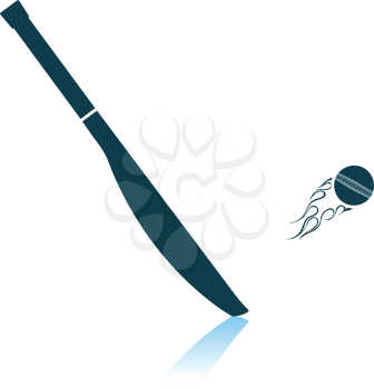 Cricket Bat Icon. Shadow Reflection Design. Vector Illustration.