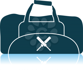 Cricket Bag Icon. Shadow Reflection Design. Vector Illustration.