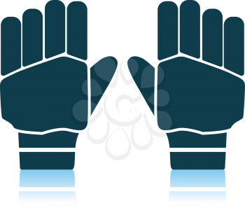 Pair Of Cricket Gloves Icon. Shadow Reflection Design. Vector Illustration.