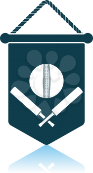 Cricket Shield Emblem Icon. Shadow Reflection Design. Vector Illustration.