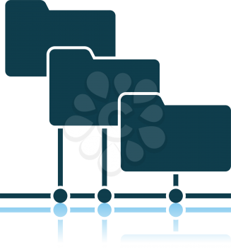Folder Network Icon. Shadow Reflection Design. Vector Illustration.