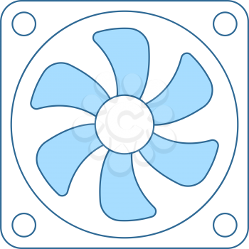Fan Icon. Thin Line With Blue Fill Design. Vector Illustration.
