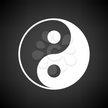 Yin And Yang Icon. White on Black Background. Vector Illustration.