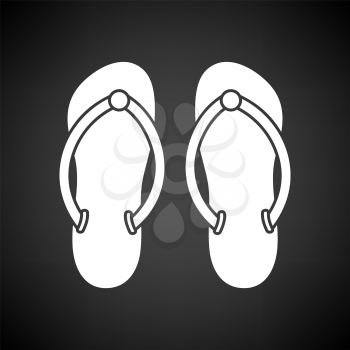 Spa Slippers Icon. White on Black Background. Vector Illustration.