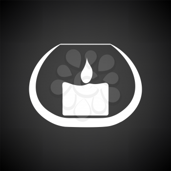 Candle In Glass Icon. White on Black Background. Vector Illustration.
