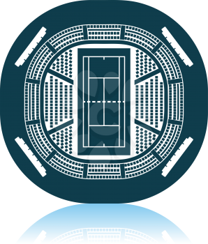 Tennis Stadium Aerial View Icon. Shadow Reflection Design. Vector Illustration.