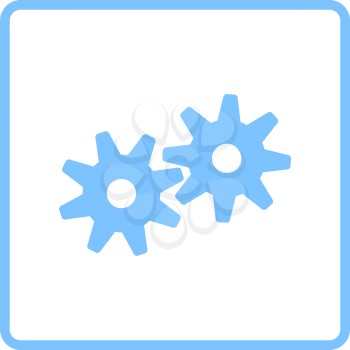 Gears Icon. Blue Frame Design. Vector Illustration.