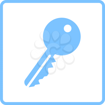 Key Icon. Blue Frame Design. Vector Illustration.