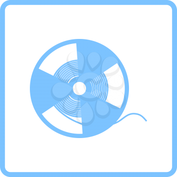 Reel Tape Icon. Blue Frame Design. Vector Illustration.