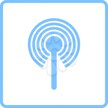 Radio Antenna Icon. Blue Frame Design. Vector Illustration.