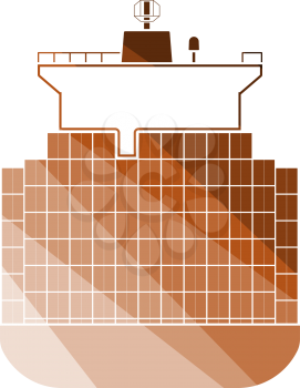 Container Ship Icon. Flat Color Ladder Design. Vector Illustration.