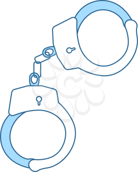 Handcuff Icon. Thin Line With Blue Fill Design. Vector Illustration.