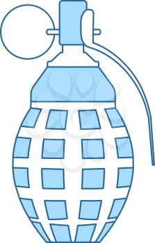 Defensive Grenade Icon. Thin Line With Blue Fill Design. Vector Illustration.