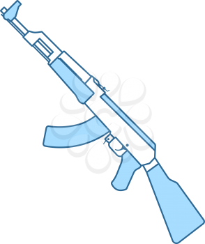 Russian Weapon Rifle Icon. Thin Line With Blue Fill Design. Vector Illustration.