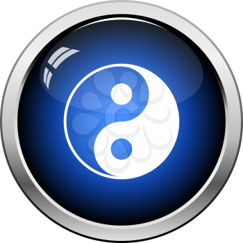 Yin And Yang Icon. Glossy Button Design. Vector Illustration.