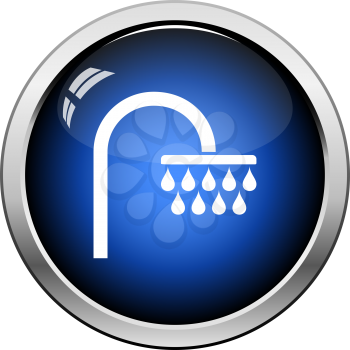 Shower Icon. Glossy Button Design. Vector Illustration.