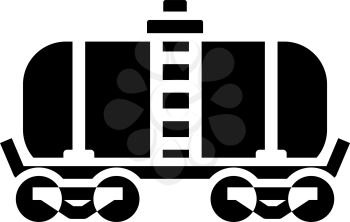 Oil Railway Tank Icon. Black Stencil Design. Vector Illustration.