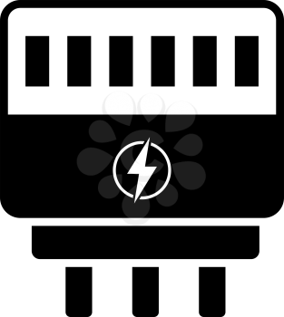 Electric Meter Icon. Black Stencil Design. Vector Illustration.