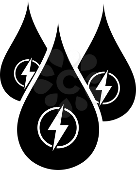 Hydro Energy Drops Icon. Black Stencil Design. Vector Illustration.
