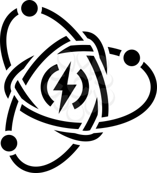Atom Energy Icon. Black Stencil Design. Vector Illustration.