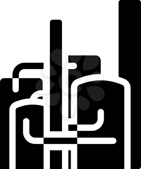 Chemical Plant Icon. Black Stencil Design. Vector Illustration.