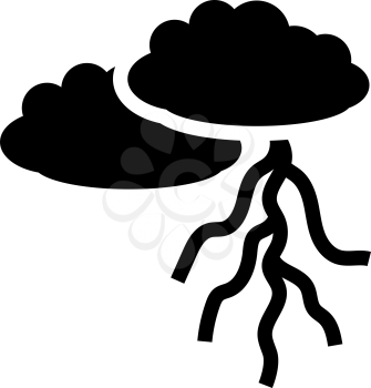 Clouds And Lightning Icon. Black Stencil Design. Vector Illustration.