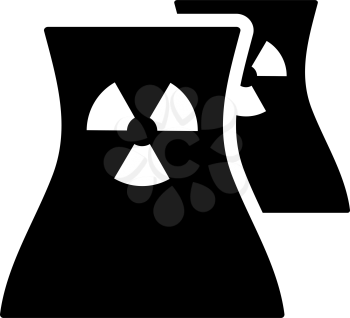 Nuclear Station Icon. Black Stencil Design. Vector Illustration.