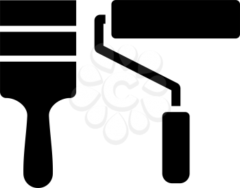 Icon Of Construction Paint Brushes. Black Stencil Design. Vector Illustration.