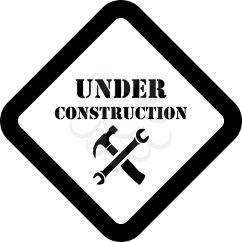 Icon Of Under Construction. Black Stencil Design. Vector Illustration.