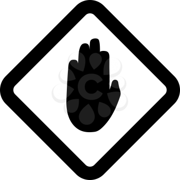 Icon Of Warning Hand. Black Stencil Design. Vector Illustration.