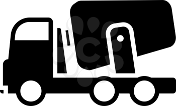 Icon Of Concrete Mixer Truck. Black Stencil Design. Vector Illustration.