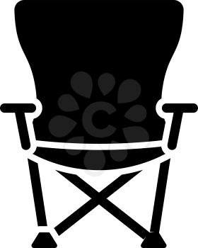 Icon Of Fishing Folding Chair. Black Stencil Design. Vector Illustration.