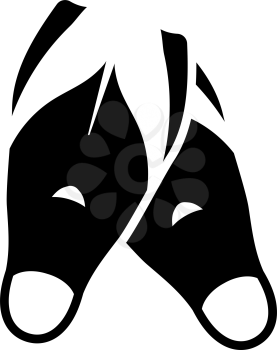 Icon Of Swimming Flippers. Black Stencil Design. Vector Illustration.
