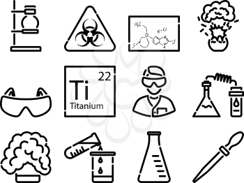 Chemistry Icon Set. Bold outline design with editable stroke width. Vector Illustration.