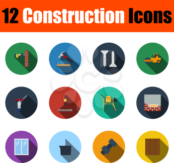Construction Icon Set. Flat Design With Long Shadow. Vector illustration.