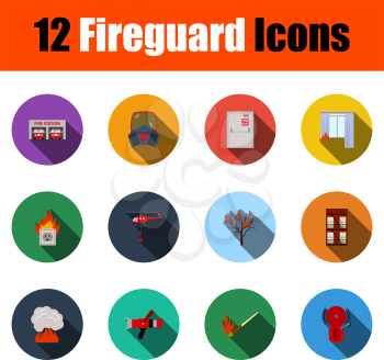 Fireguard Icon Set. Flat Design With Long Shadow. Vector illustration.