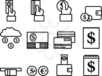 Money Icon Set. Bold outline design with editable stroke width. Vector Illustration.