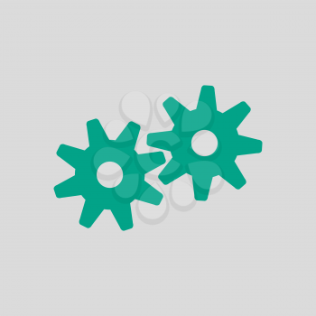 Gears Icon. Green on Gray Background. Vector Illustration.