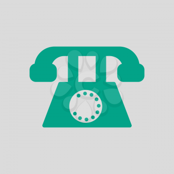 Old Phone Icon. Green on Gray Background. Vector Illustration.