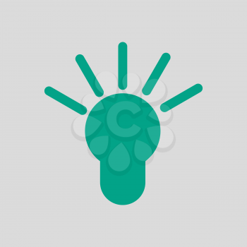 Idea Lamp Icon. Green on Gray Background. Vector Illustration.