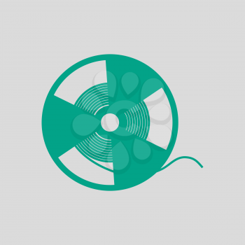 Reel Tape Icon. Green on Gray Background. Vector Illustration.