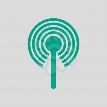Radio Antenna Icon. Green on Gray Background. Vector Illustration.