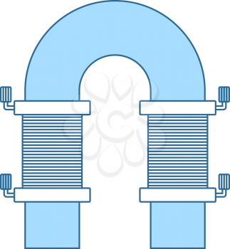 Electric Magnet Icon. Thin Line With Blue Fill Design. Vector Illustration.