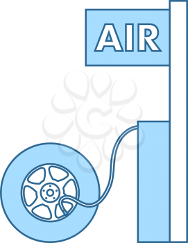 Wheels Pump Station Icon. Thin Line With Blue Fill Design. Vector Illustration.