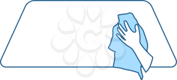 Wipe Car Window Icon. Thin Line With Blue Fill Design. Vector Illustration.