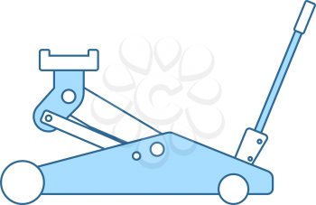 Hydraulic Jack Icon. Thin Line With Blue Fill Design. Vector Illustration.