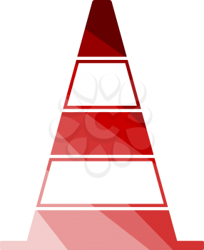 Icon Of Traffic Cone. Flat Color Ladder Design. Vector Illustration.