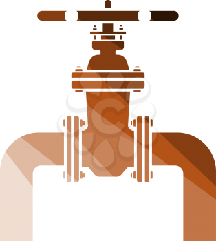 Icon Of Pipe With Valve. Flat Color Ladder Design. Vector Illustration.