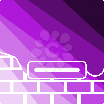 Icon Of Plastered Brick Wall. Flat Color Ladder Design. Vector Illustration.