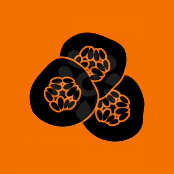Cucumber Slices For SPA Icon. Black on Orange Background. Vector Illustration.